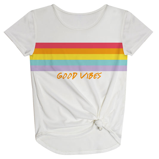 Good Vibes White Knot Top - Wimziy&Co.