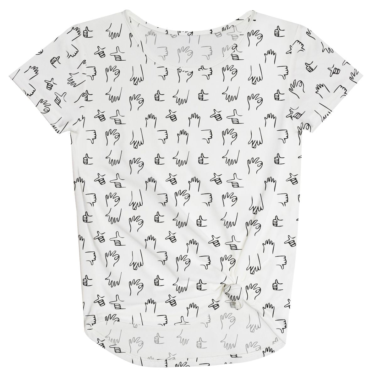 Hands Language Print White Knot Top - Wimziy&Co.