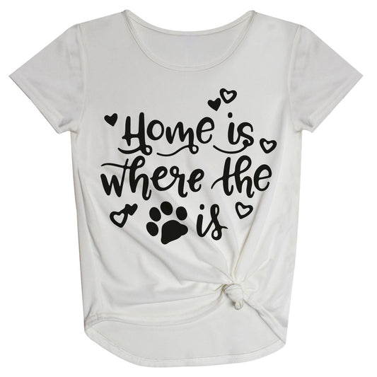 Home Is Where The Dog Is White Knot Top