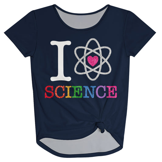 I Love Science Navy Knot Top