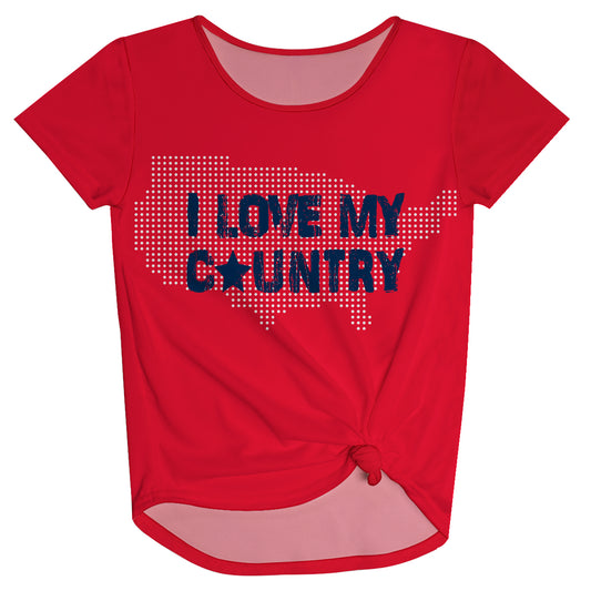 I Love My Country Red Knot Top - Wimziy&Co.