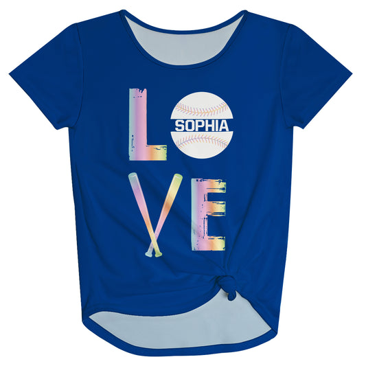 Love Baseball Personalized Name Love Royal Knot Top
