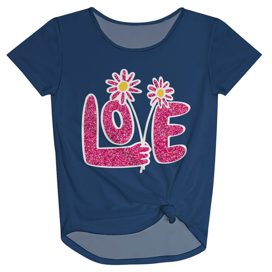 Love Flowers Navy Knot Top - Wimziy&Co.