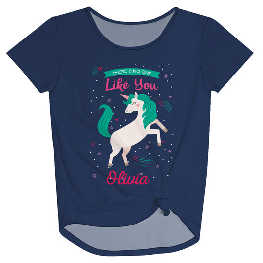 Like You Unicorn Personalized Name Navy Knot Top - Wimziy&Co.