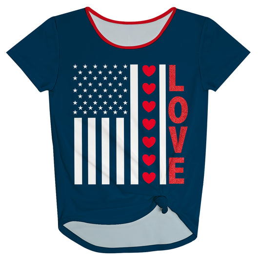 Love Usa Flag Navy Knot Top - Wimziy&Co.