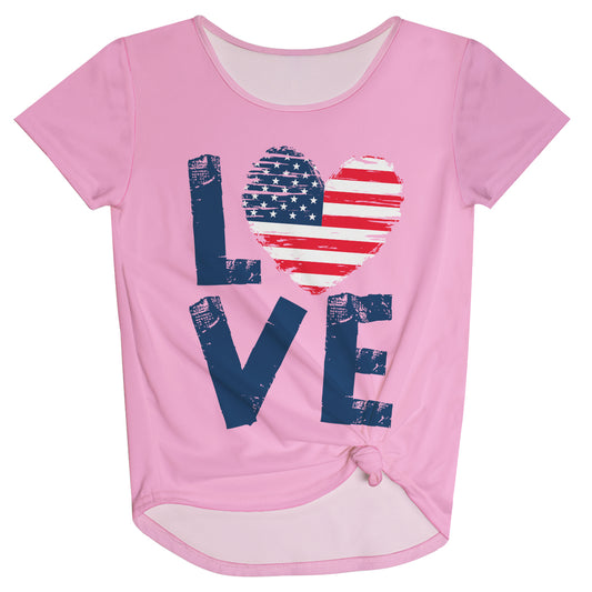 Love USA Flag Pink Knot Top - Wimziy&Co.