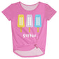 Popsicles Personalized Name Pink Knot Top