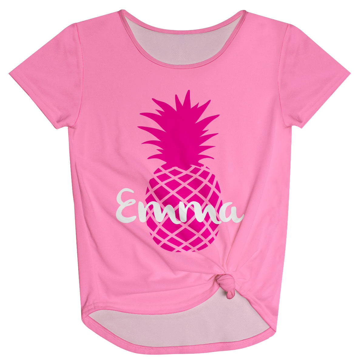 Pineapples Personalized Name Pink Knot Top