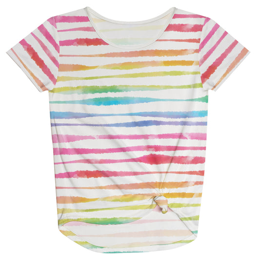 Rainbow Color Stripes Knot Top - Wimziy&Co.
