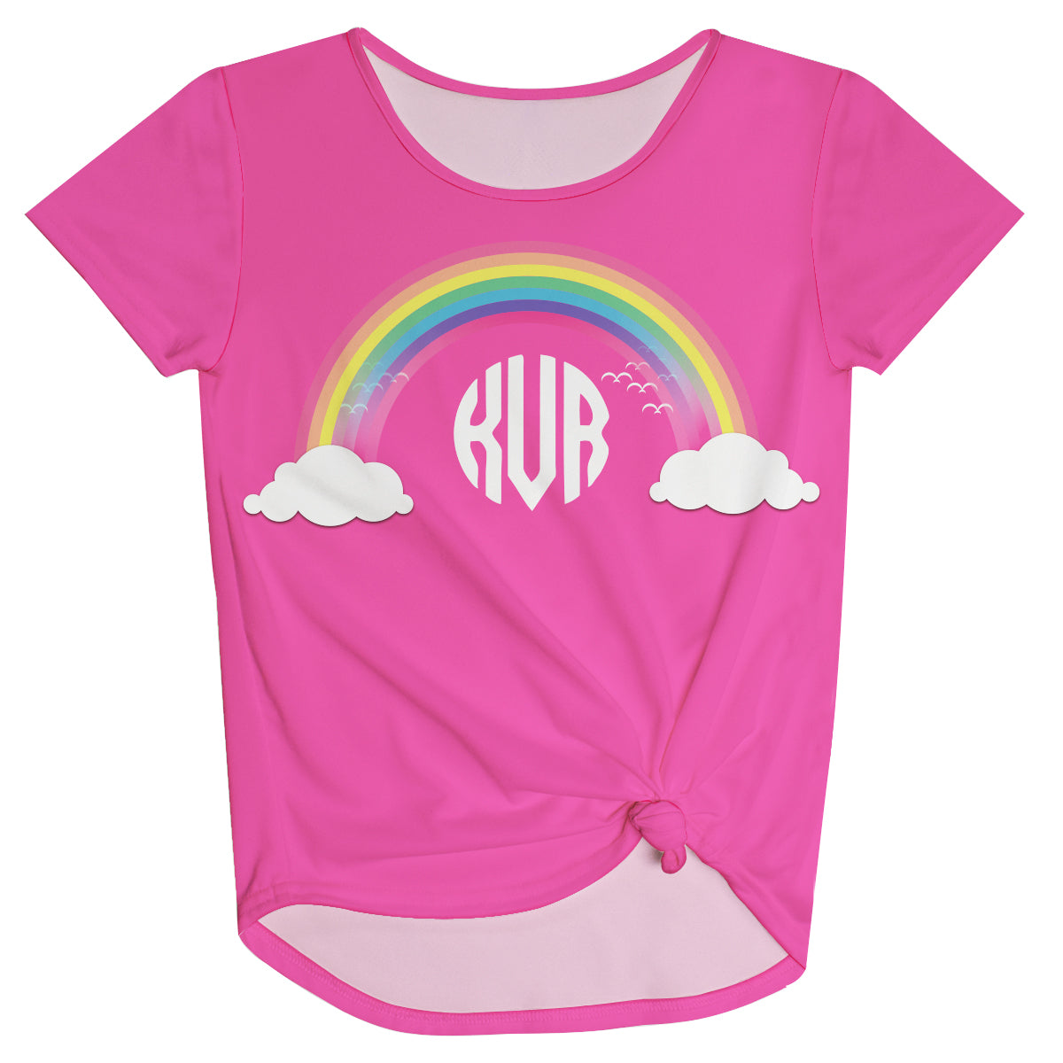 Rainbow Personalized Monogram Pink Knot Top - Wimziy&Co.