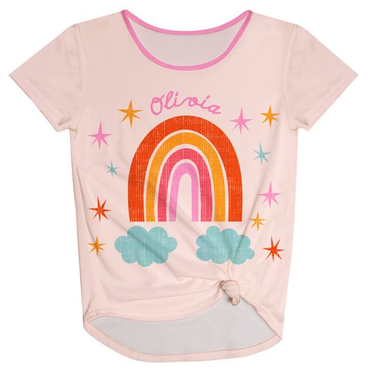 Rainbow Personalized Name Peach Knot Top - Wimziy&Co.
