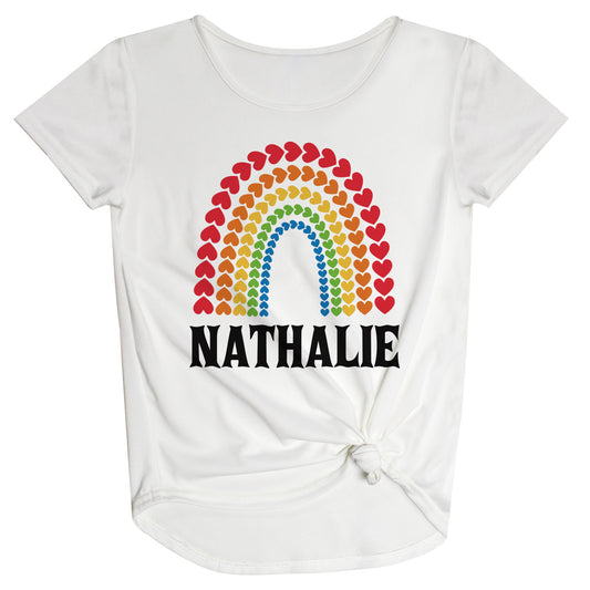 Rainbow Personalized Name White Knot Top - Wimziy&Co.