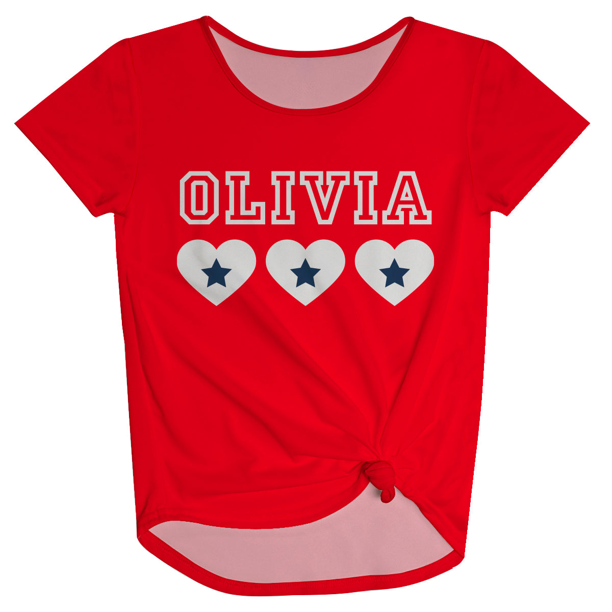 Stars and Hearts Personalized Name Red Knot Top - Wimziy&Co.