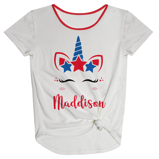 Unicorn Personalized Name White Knot Top - Wimziy&Co.