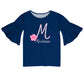 Flower Initial Name Navy Short Sleeve Ruffle Top - Wimziy&Co.