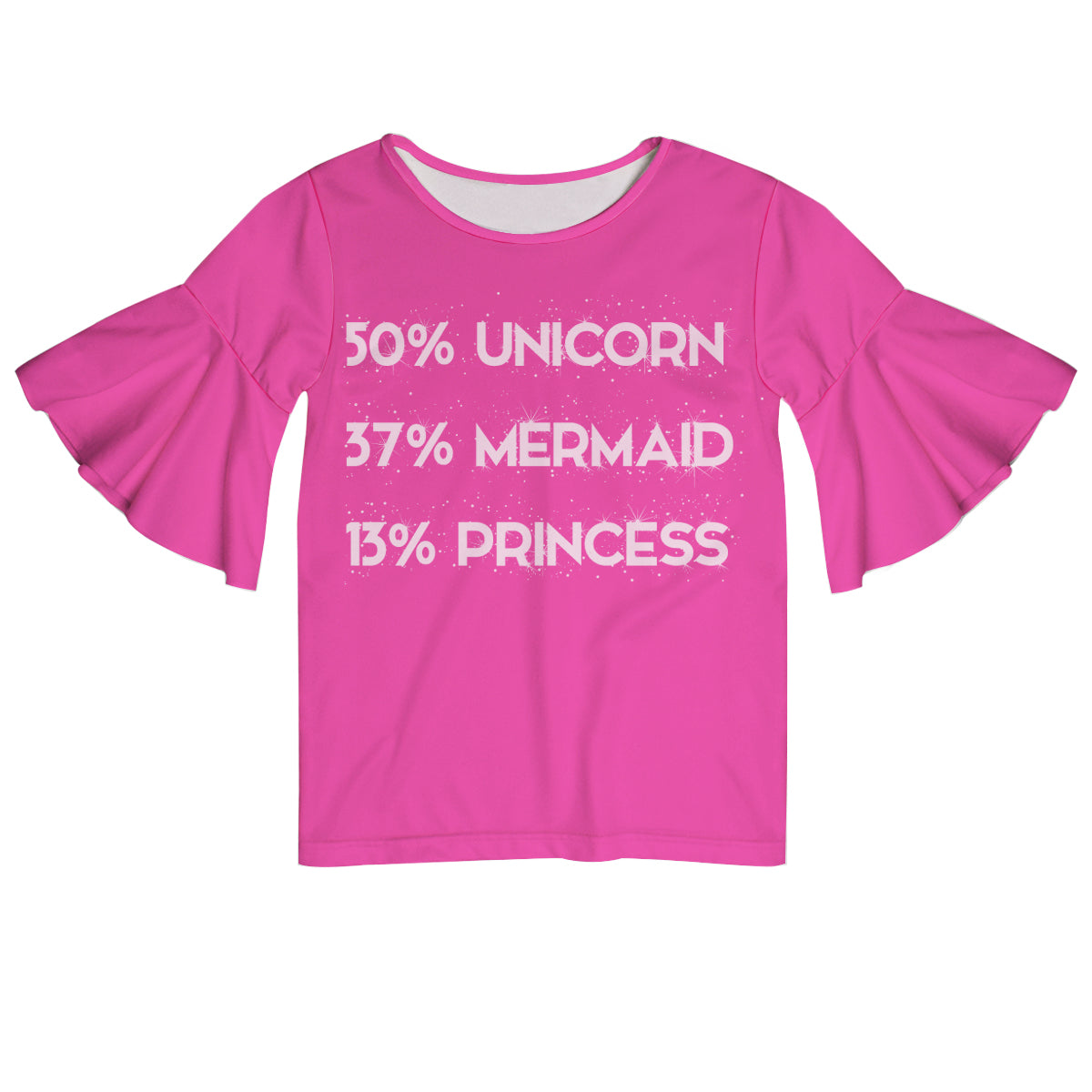 50% Unicorn Hot Pink Short Sleeve Ruffle Top