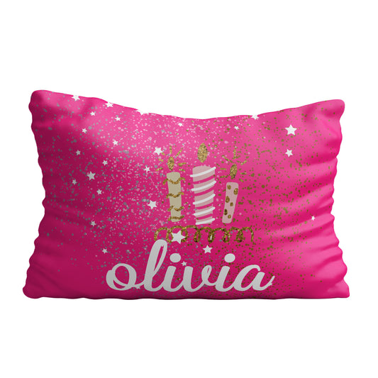Birthday Candles Personalized Name Hot Pink Pillow Case 20 x 27""