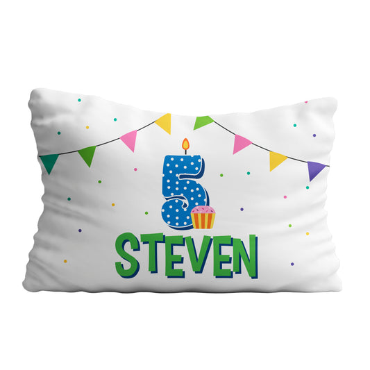 Birthday Personalized Name and Your Age White Pillow Case 20 x 27""