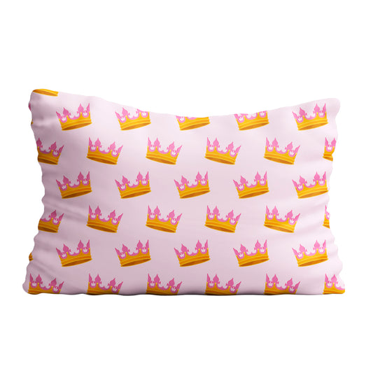 Crowns Print Light Pink Pillow Case 20 x 27""