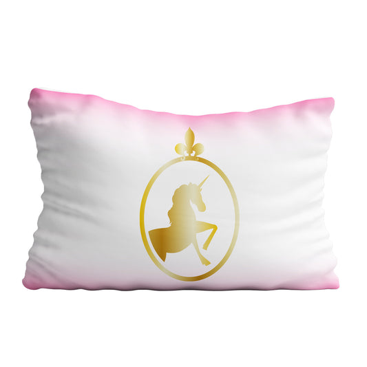 Golden Unicorn White and Pink Pillow Case Pillow Case 20 x 27""