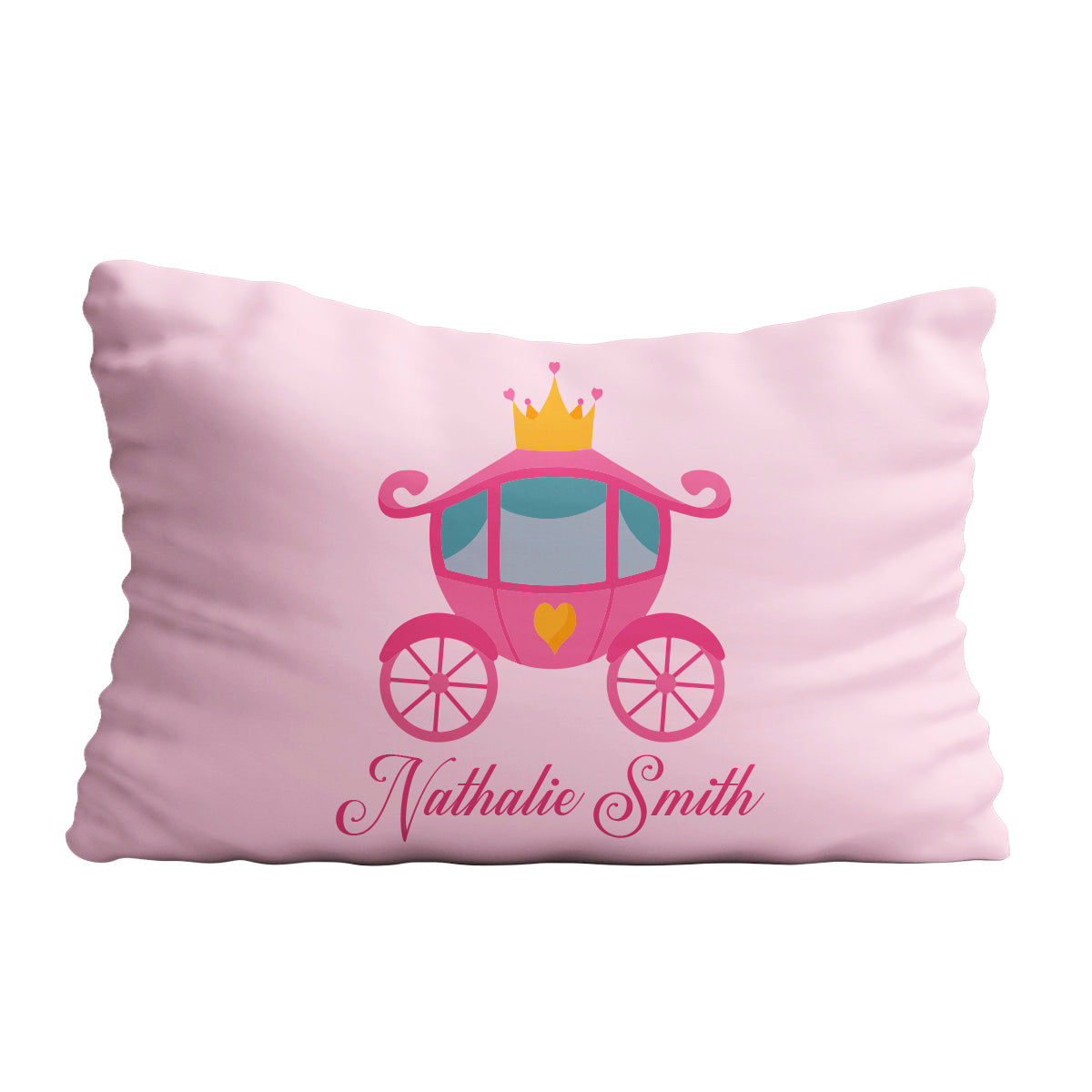 Carriage Princess Personalized Name and Last Name Pink Pillow Case 20 x 27""