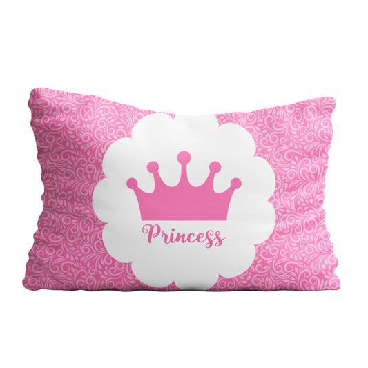 Princess Crown Pink and White Pillow Case 20 x 27""