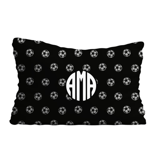 Soccer Ball Personalized Monogram Black Pillow Case 20 x 27""