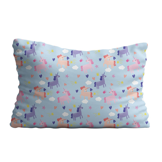 Unicorn Print Light Blue Pillow Case 20 x 27""