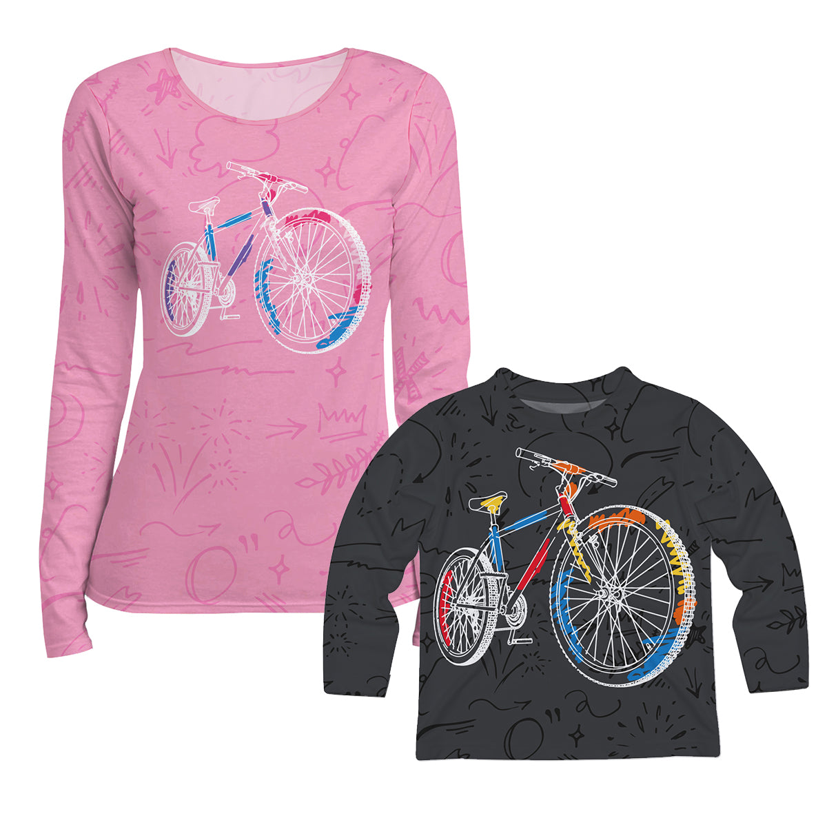 Bike Pink Long Sleeve Tee Shirt - Wimziy&Co.