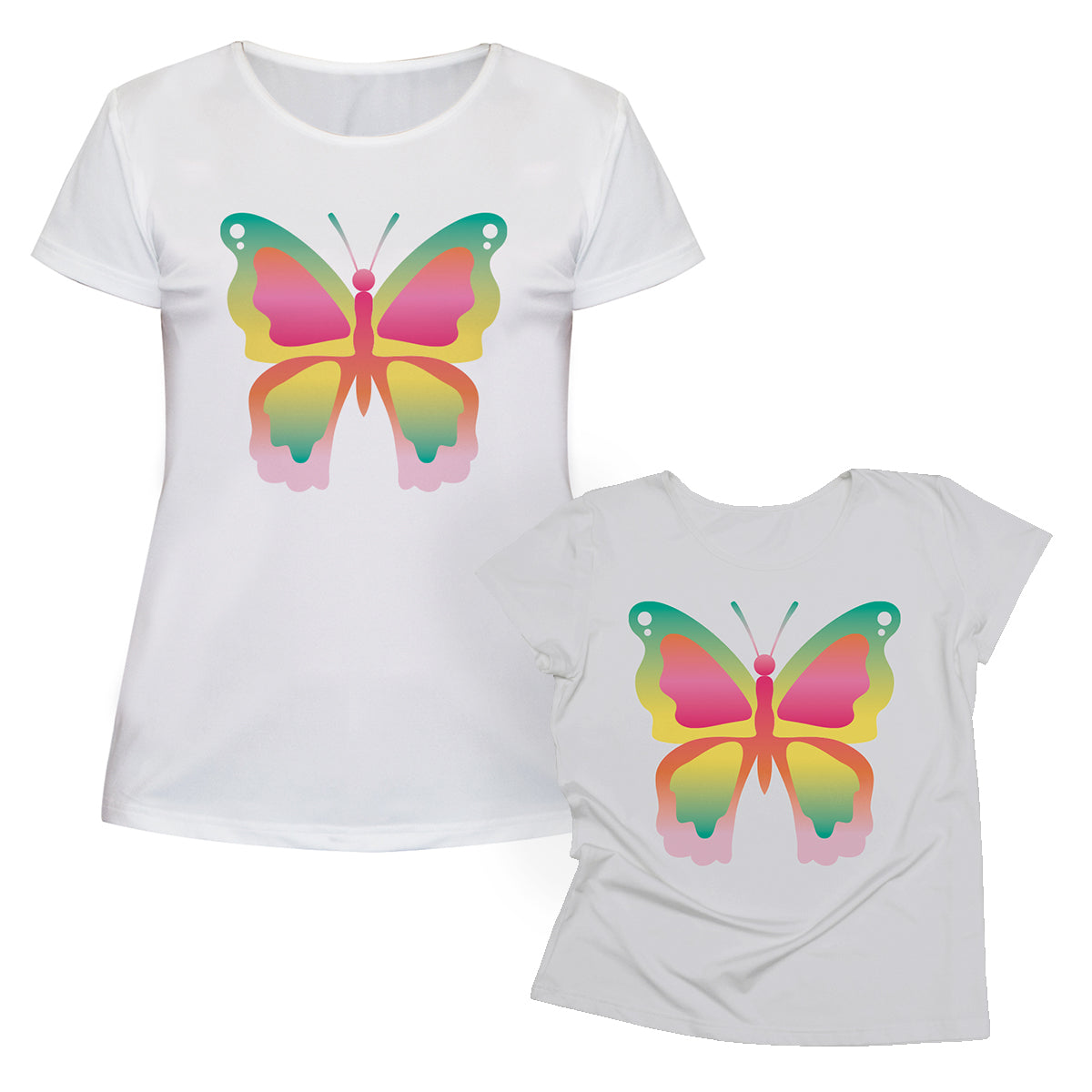 Butterfly Pink Degrade and White Short Sleeve Tee Shirt – Wimziy&Co.
