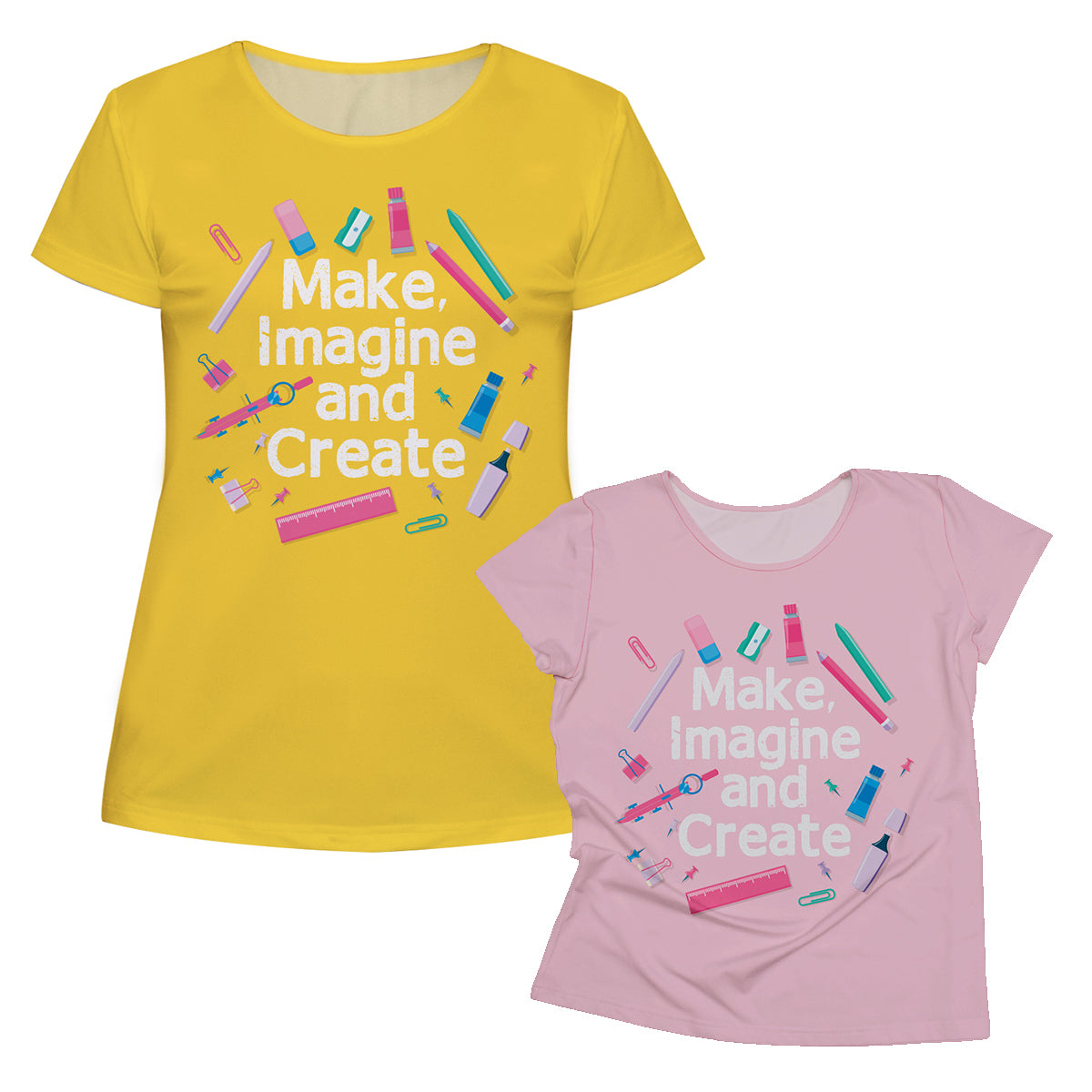 Make Imagine and Create Yellow Short Sleeve Tee Shirt - Wimziy&Co.