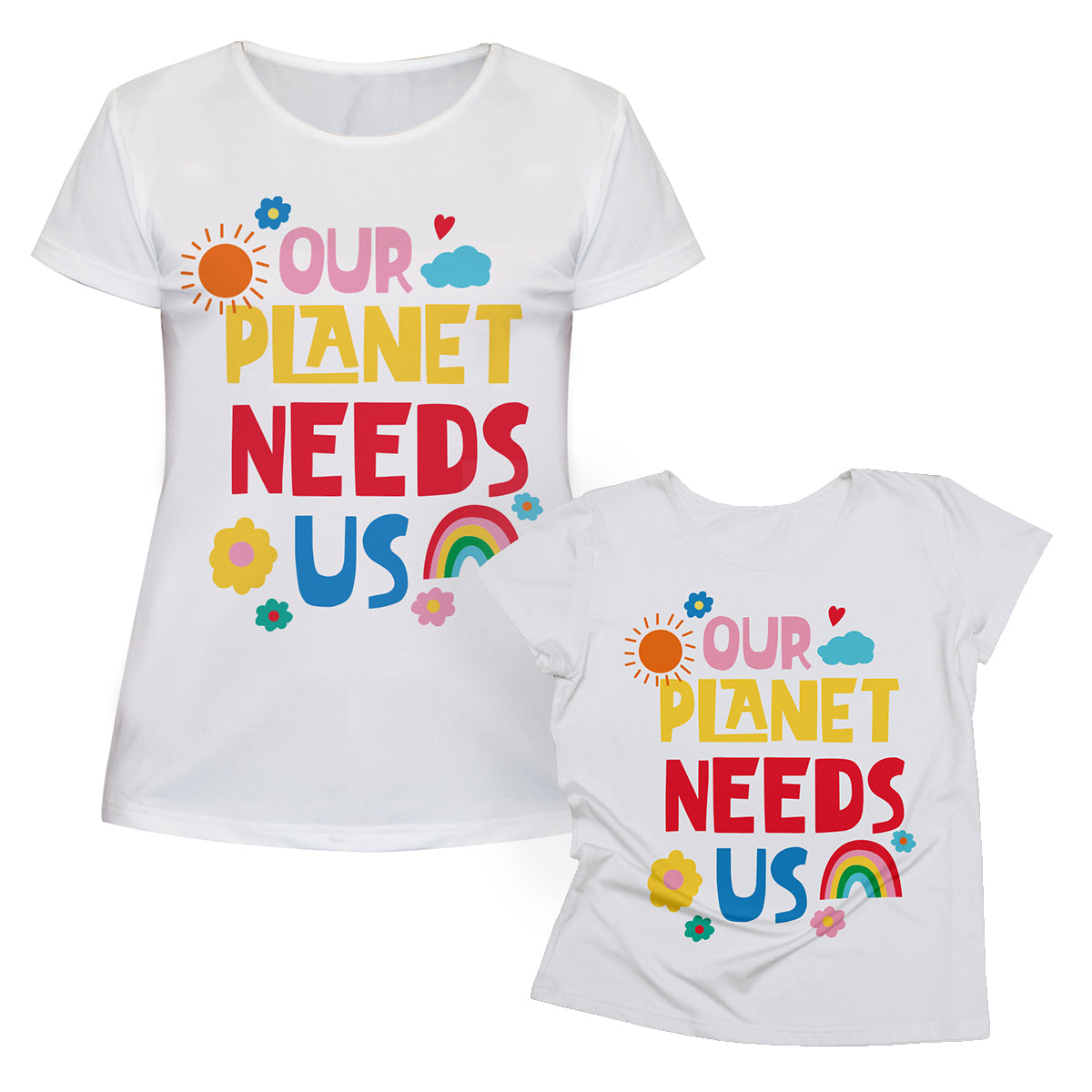 Our Planet Needs Us White Short Sleeve Tee Shirt - Wimziy&Co.