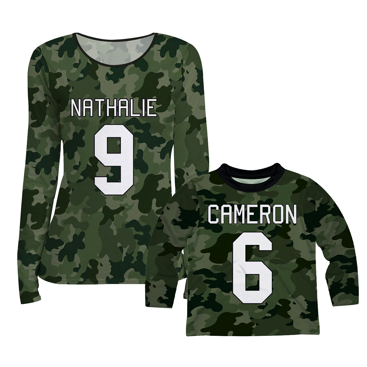 Personalized Name and Number Green Camouflage Long Sleeve Tee Shirt - Wimziy&Co.