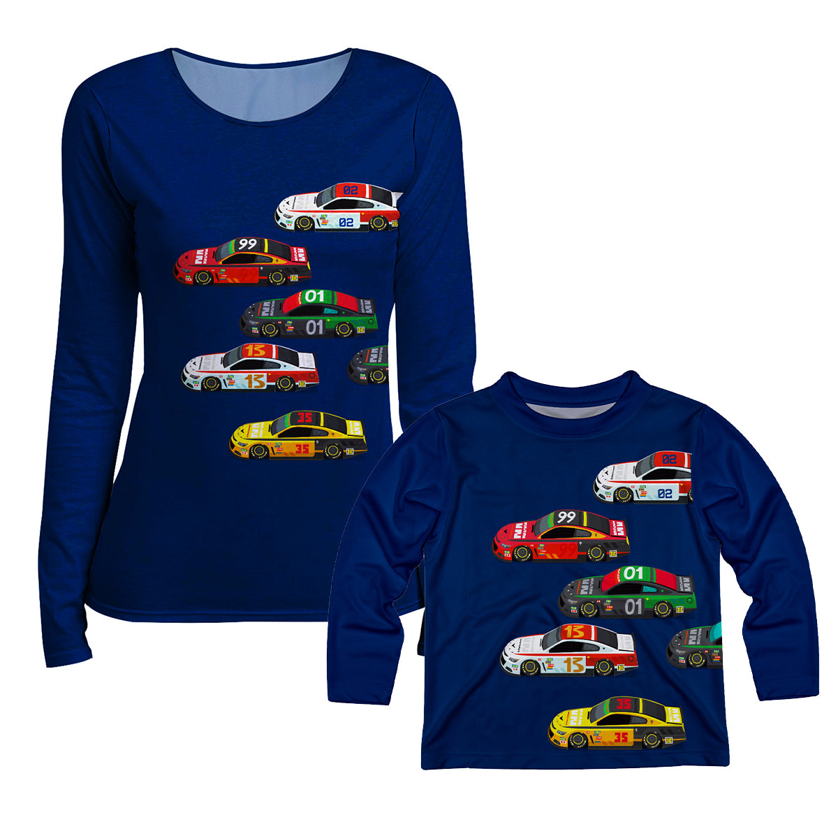 Racing Cars Navy Long Sleeve Tee Shirt - Wimziy&Co.