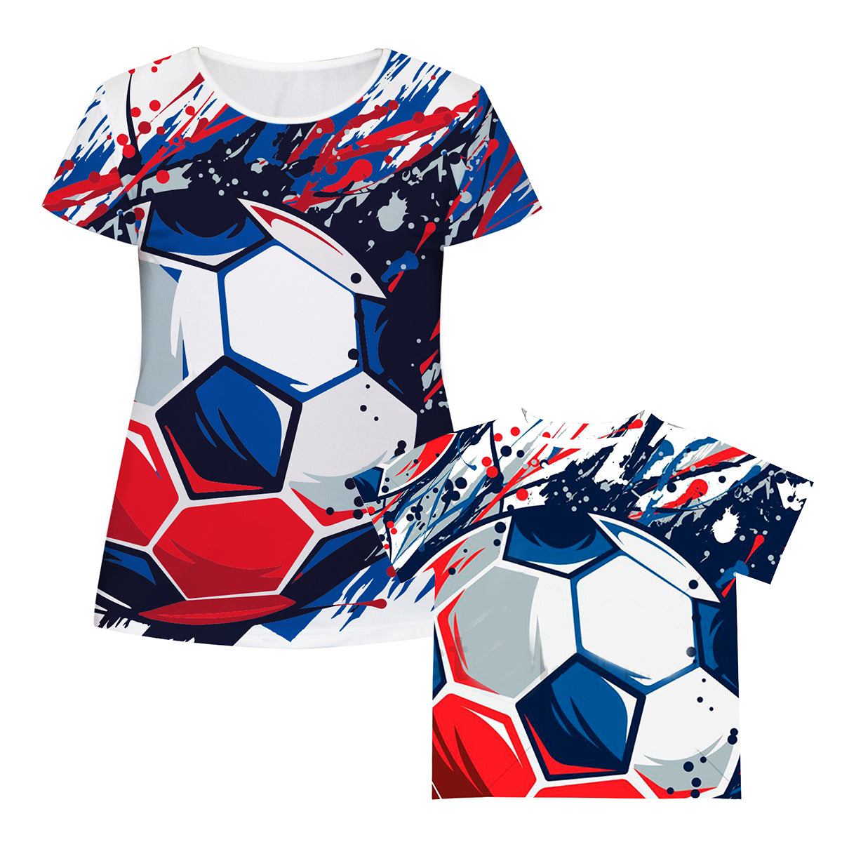 Soccer Ball White Blue and Red Short Sleeve Tee Shirt - Wimziy&Co.