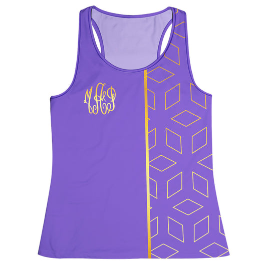 Abstract Personalized Monogram Purple Tank Top