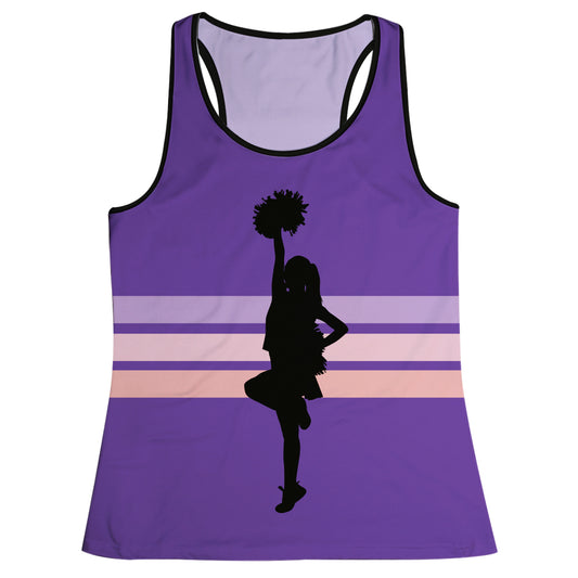 Cheerleader Silhouette Purple Stripe Tank Top