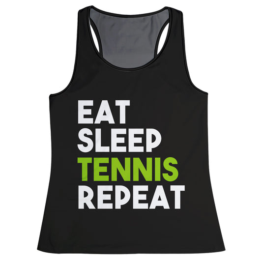 Eat Sleep Tennis Repeat Black Tank Top