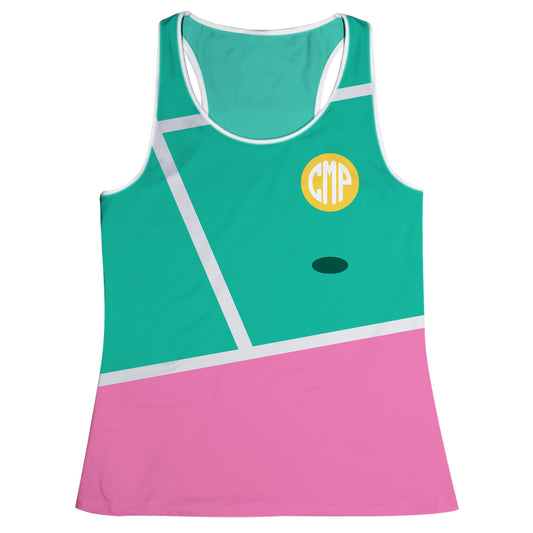 Golf Personalized Monogram Pink and Mint Tank Top