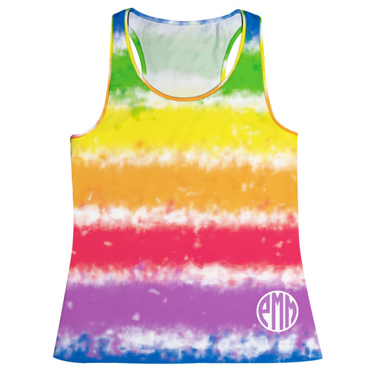 Personalized Monogram Tie Dye Rainbow Color Tank Top - Wimziy&Co.