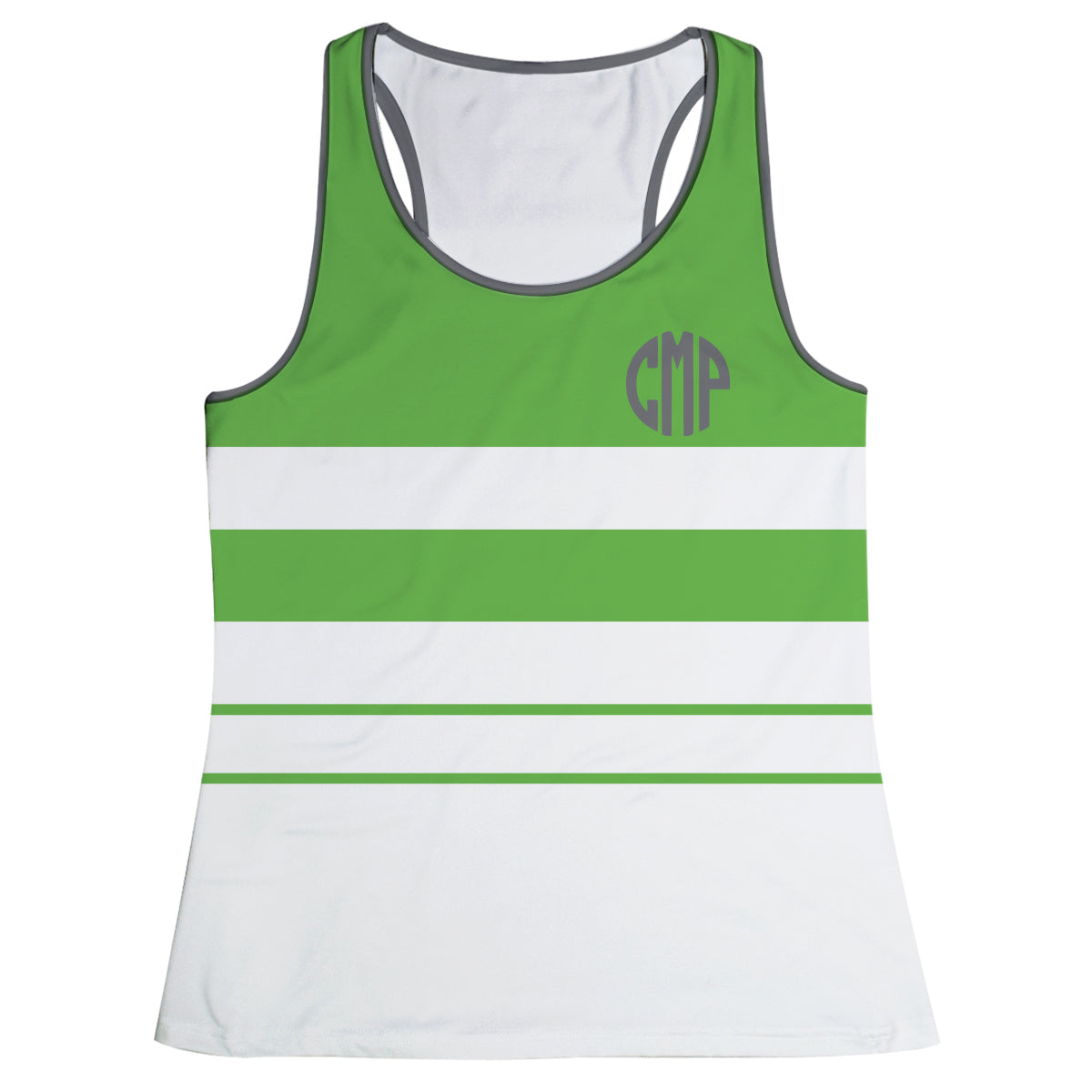 Personalized Monogram White and Green Tank Top