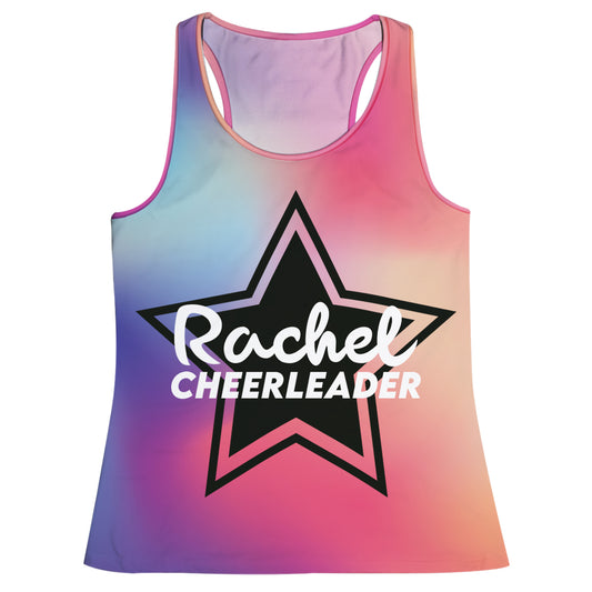 Star Cheerleader Personalized Name Purple and Pink Degrade Tank Top