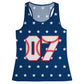 Stars Print Personalized Number Navy Tank Top