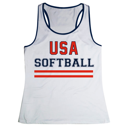 USA Softball White Tank Top
