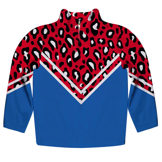 Animal Print Red and Royal Heavy Weight Performance 4-Way Stretch 1/4 Zip Pullover
