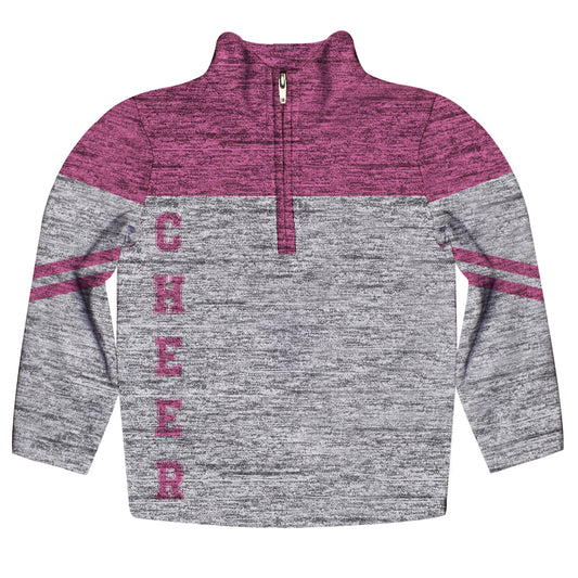 Cheer Stripe Pink and Gray Heavy Weight Performance 4-way Stretch 1/4 Zip Pullover