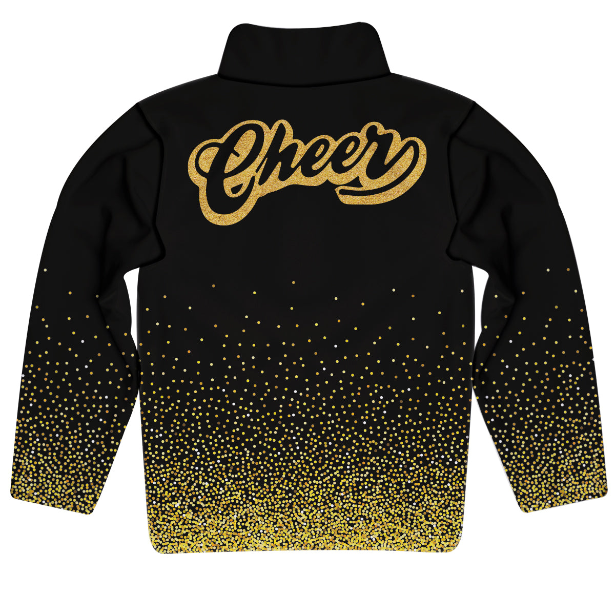 Cheer Monogram Black and Gold Polka Dots Heavy Weight Performance 4-way Stretch 1/4 Zip Pullover - Wimziy&Co.