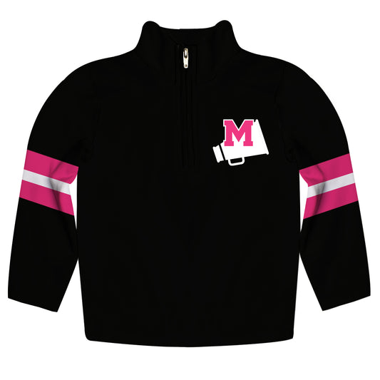 Cheer Megaphone Personalized Initial Name Black and Pink Fleece 1/4 Zip Pullover