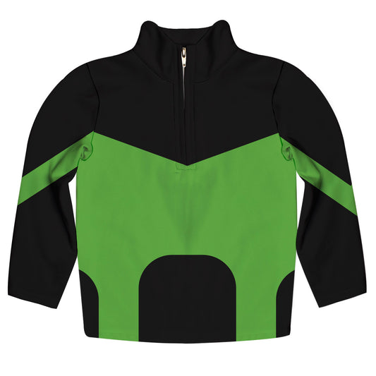 Geometric Green and Black Heavy Weight Performance 4-Way Stretch 1/4 Zip Pullover