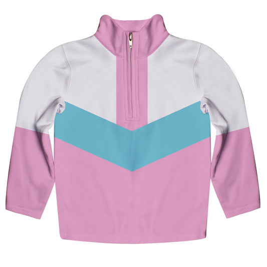 Geometric White and Pink Heavy Weight Performance 4-Way Stretch 1/4 Zip Pullover